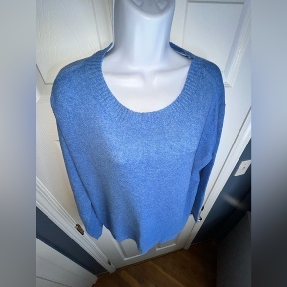 J. Jill Women's Medium Tall Blue Cotton Knit Crewneck Sweater Tunic Top MT - Picture 3 of 11